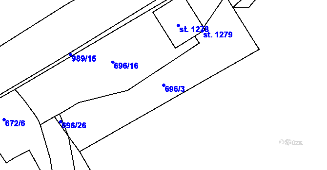 Parcela st. 696/3 v KÚ Háje u Chebu, Katastrální mapa