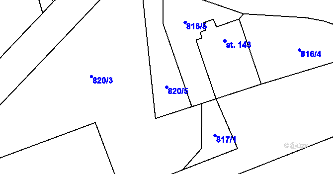 Parcela st. 820/5 v KÚ Háje u Chebu, Katastrální mapa