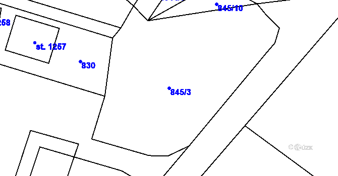 Parcela st. 845/3 v KÚ Háje u Chebu, Katastrální mapa