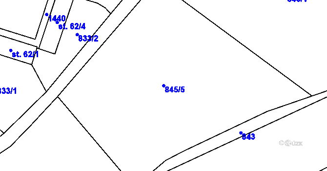 Parcela st. 845/5 v KÚ Háje u Chebu, Katastrální mapa