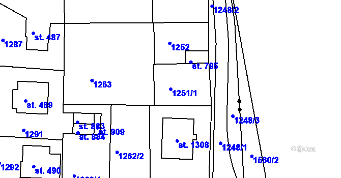 Parcela st. 1251/1 v KÚ Háje u Chebu, Katastrální mapa