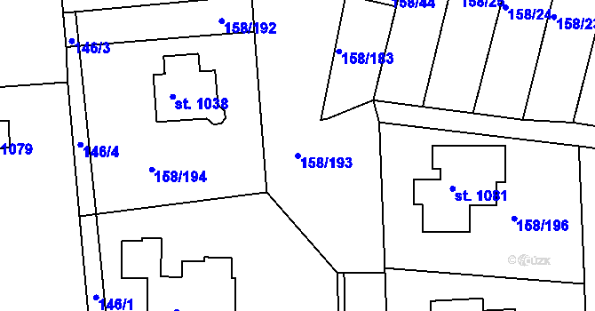 Parcela st. 158/193 v KÚ Háje u Chebu, Katastrální mapa
