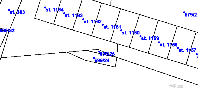 Parcela st. 696/25 v KÚ Háje u Chebu, Katastrální mapa