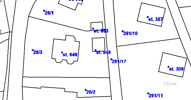Parcela st. 949 v KÚ Háje u Chebu, Katastrální mapa