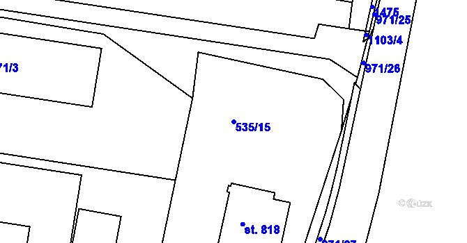 Parcela st. 535/15 v KÚ Háje u Chebu, Katastrální mapa