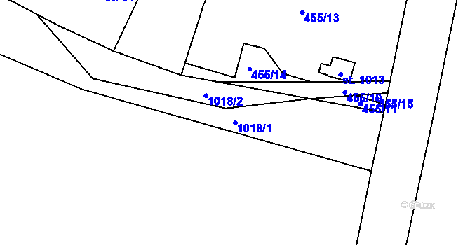 Parcela st. 1018/1 v KÚ Háje u Chebu, Katastrální mapa