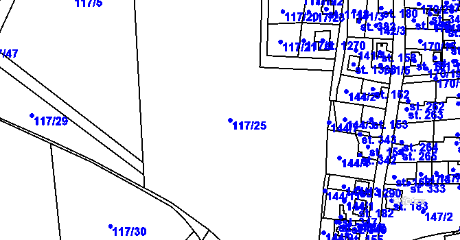 Parcela st. 117/25 v KÚ Háje u Chebu, Katastrální mapa