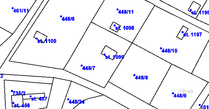 Parcela st. 1099 v KÚ Háje u Chebu, Katastrální mapa