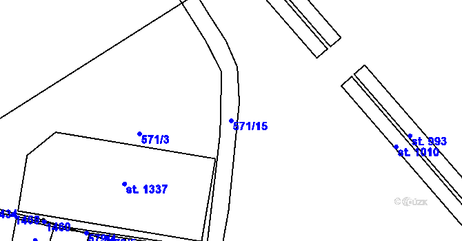 Parcela st. 571/15 v KÚ Háje u Chebu, Katastrální mapa
