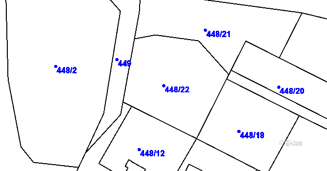 Parcela st. 448/22 v KÚ Háje u Chebu, Katastrální mapa