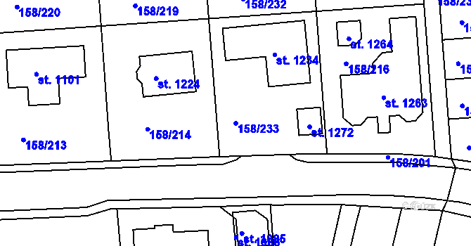 Parcela st. 158/233 v KÚ Háje u Chebu, Katastrální mapa