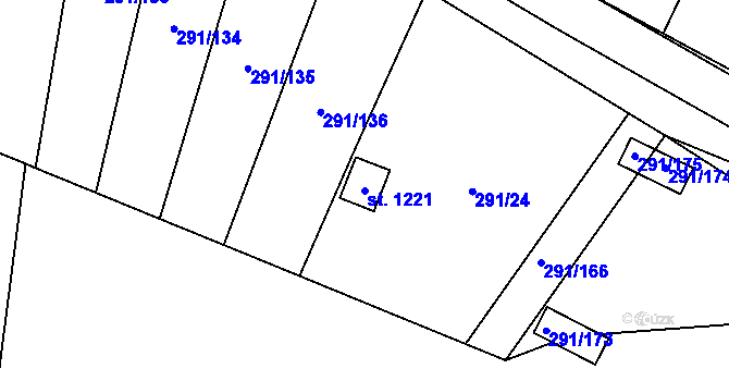 Parcela st. 1221 v KÚ Háje u Chebu, Katastrální mapa