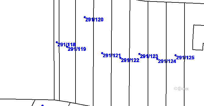Parcela st. 291/121 v KÚ Háje u Chebu, Katastrální mapa