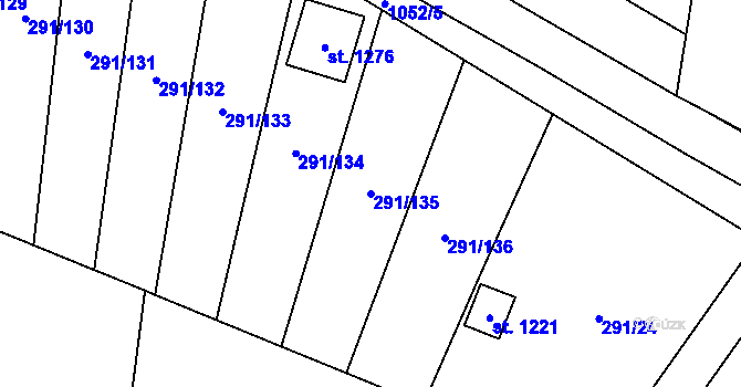 Parcela st. 291/135 v KÚ Háje u Chebu, Katastrální mapa