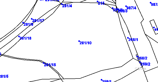 Parcela st. 281/10 v KÚ Háje u Chebu, Katastrální mapa