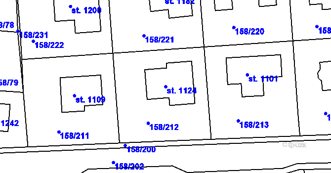 Parcela st. 1124 v KÚ Háje u Chebu, Katastrální mapa