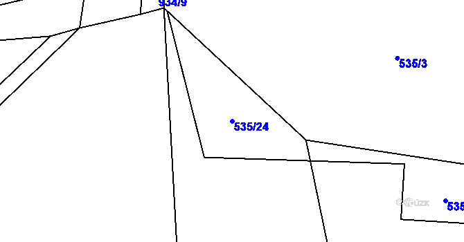 Parcela st. 535/24 v KÚ Háje u Chebu, Katastrální mapa