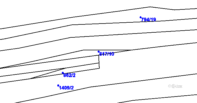 Parcela st. 817/10 v KÚ Háje u Chebu, Katastrální mapa