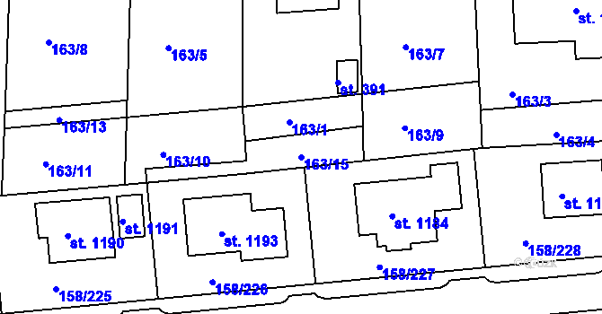 Parcela st. 163/15 v KÚ Háje u Chebu, Katastrální mapa