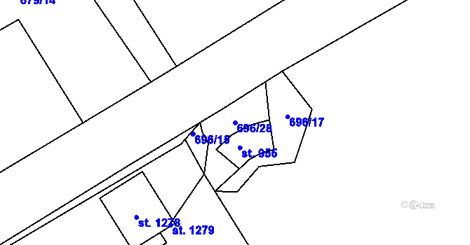 Parcela st. 696/28 v KÚ Háje u Chebu, Katastrální mapa