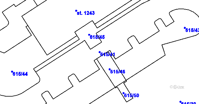 Parcela st. 615/41 v KÚ Háje u Chebu, Katastrální mapa