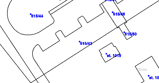 Parcela st. 615/42 v KÚ Háje u Chebu, Katastrální mapa