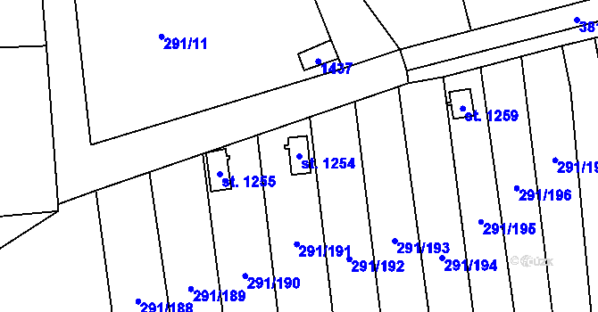 Parcela st. 1254 v KÚ Háje u Chebu, Katastrální mapa