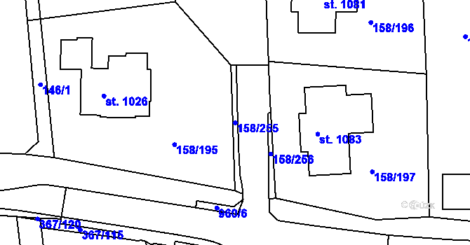 Parcela st. 158/255 v KÚ Háje u Chebu, Katastrální mapa