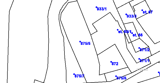 Parcela st. 875/5 v KÚ Háje u Chebu, Katastrální mapa