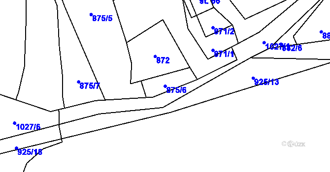 Parcela st. 875/6 v KÚ Háje u Chebu, Katastrální mapa