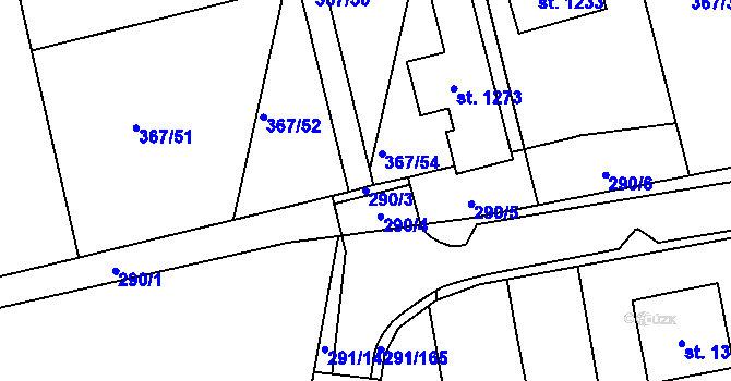 Parcela st. 290/3 v KÚ Háje u Chebu, Katastrální mapa