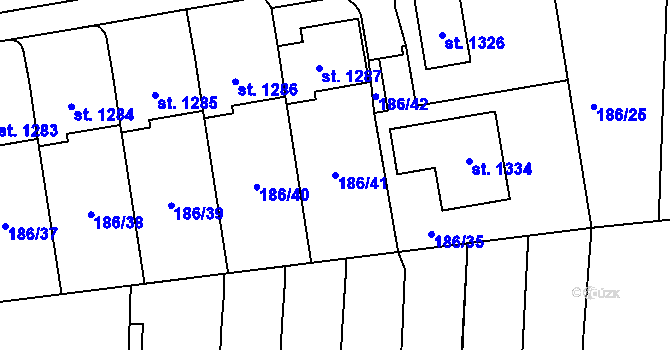 Parcela st. 186/41 v KÚ Háje u Chebu, Katastrální mapa