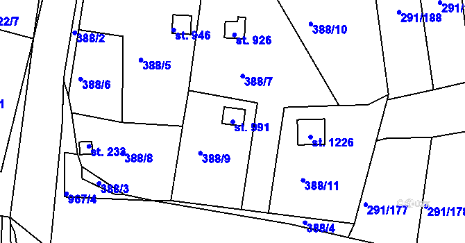 Parcela st. 991 v KÚ Háje u Chebu, Katastrální mapa