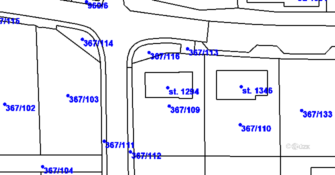 Parcela st. 1294 v KÚ Háje u Chebu, Katastrální mapa