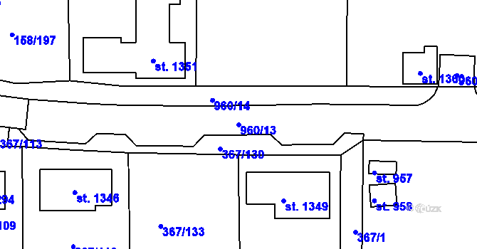Parcela st. 960/13 v KÚ Háje u Chebu, Katastrální mapa