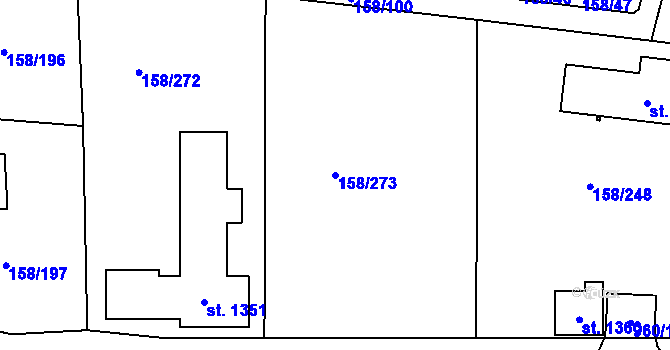 Parcela st. 158/273 v KÚ Háje u Chebu, Katastrální mapa