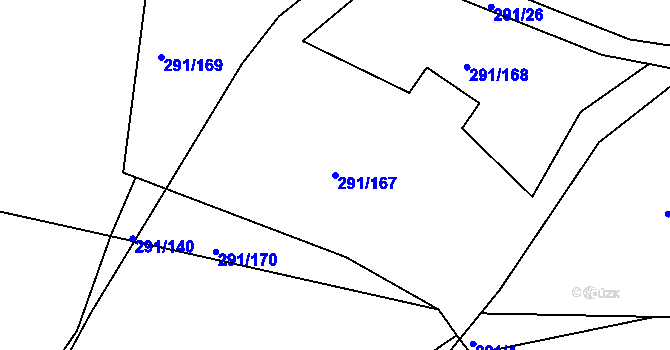 Parcela st. 291/167 v KÚ Háje u Chebu, Katastrální mapa