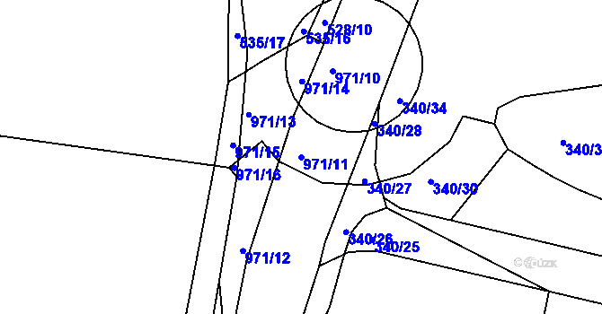 Parcela st. 971/11 v KÚ Háje u Chebu, Katastrální mapa