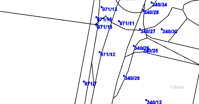 Parcela st. 971/12 v KÚ Háje u Chebu, Katastrální mapa
