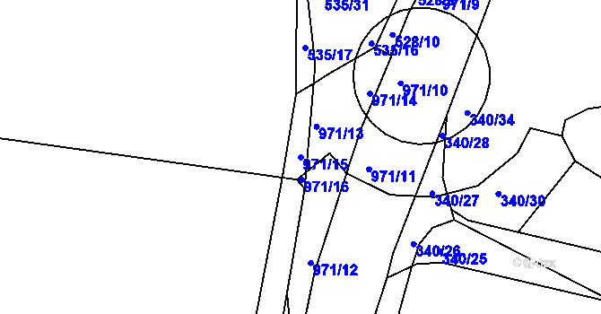 Parcela st. 971/15 v KÚ Háje u Chebu, Katastrální mapa