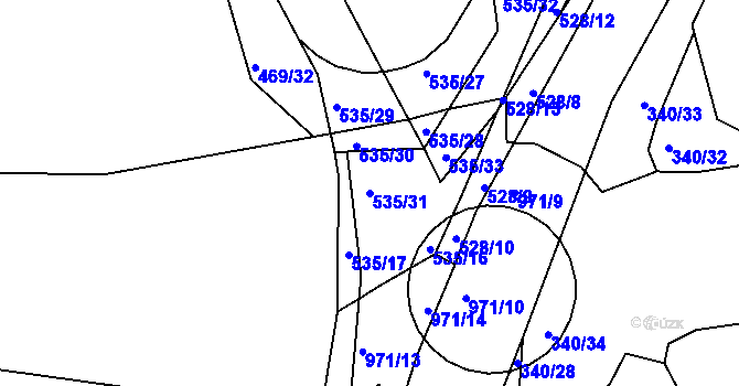 Parcela st. 535/31 v KÚ Háje u Chebu, Katastrální mapa