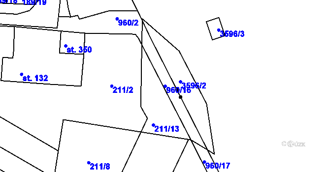 Parcela st. 960/16 v KÚ Háje u Chebu, Katastrální mapa