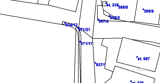 Parcela st. 971/17 v KÚ Háje u Chebu, Katastrální mapa