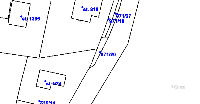 Parcela st. 971/20 v KÚ Háje u Chebu, Katastrální mapa