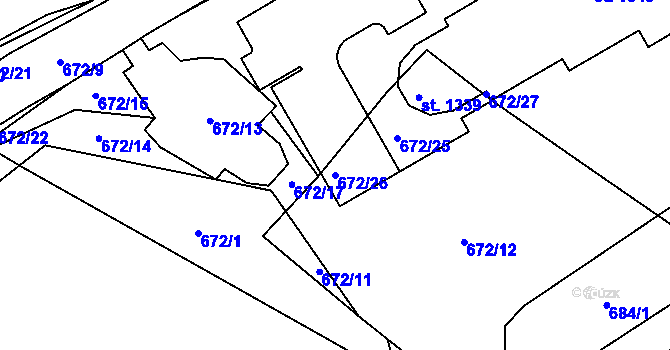 Parcela st. 672/26 v KÚ Háje u Chebu, Katastrální mapa