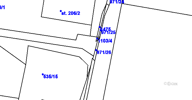 Parcela st. 971/26 v KÚ Háje u Chebu, Katastrální mapa