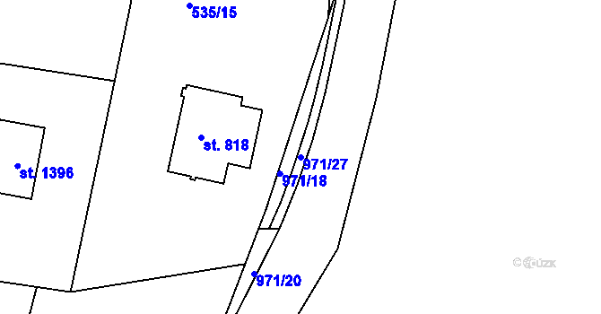 Parcela st. 971/27 v KÚ Háje u Chebu, Katastrální mapa