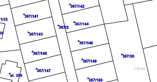 Parcela st. 367/146 v KÚ Háje u Chebu, Katastrální mapa