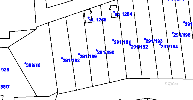Parcela st. 291/190 v KÚ Háje u Chebu, Katastrální mapa