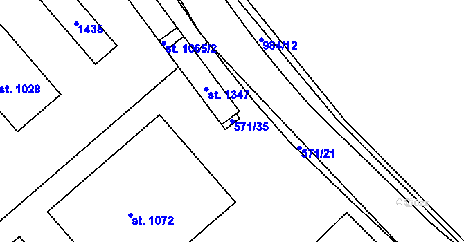 Parcela st. 571/35 v KÚ Háje u Chebu, Katastrální mapa